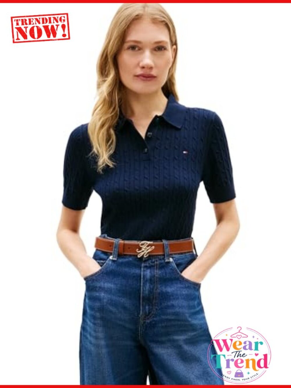 Short Sleeve Cable Knit V Neck Polo Sweater Cotton Button Up Collar